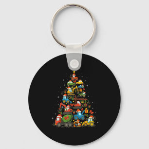 Construction Truck Christmas Tree Funny Xmas Holid Keychain