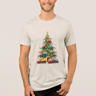 Construction Truck Christmas Tri-Blend Shirt