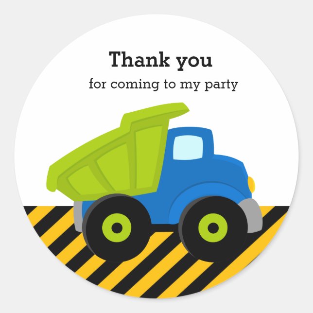 Construction Truck Classic Round Sticker (Front)