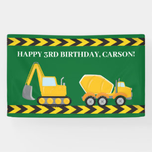 Construction Truck Custom Boys Birthday Party Banner