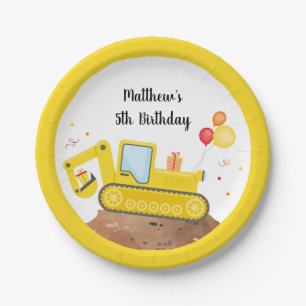 Construction Truck Digger Boy Birthday Paper Plates