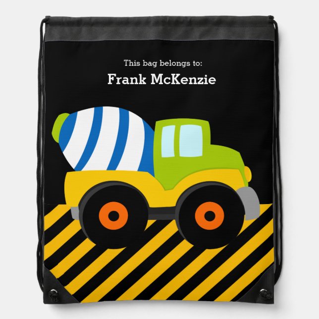 Construction Truck Drawstring Bag (Front)