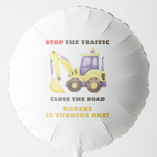 Construction Truck Excavator Birthday Party Balloon