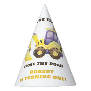 Construction Truck Excavator Birthday Party Hat
