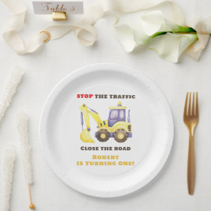 Construction Truck Excavator Birthday Party Paper Plates
