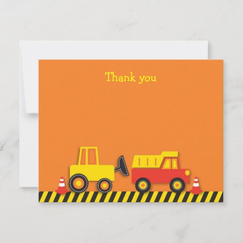 Construction Truck Flat Thank You Note Cards