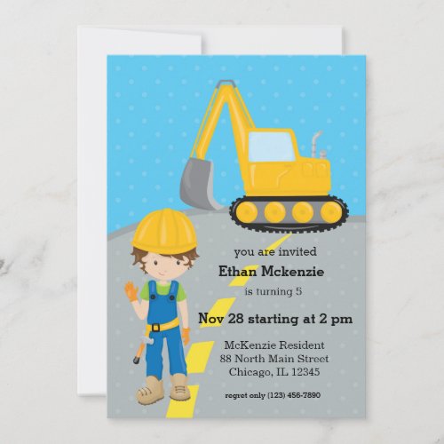 Construction truck invitation