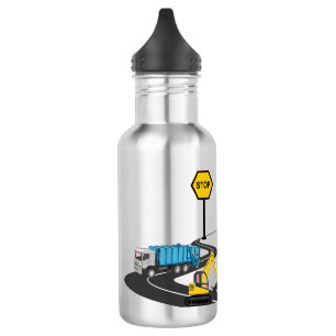 Construction truck kid's back to school water stainless steel water bottle