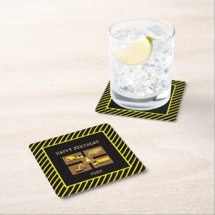 Construction Truck Kids Birthday Party Decorations Square Paper Coaster