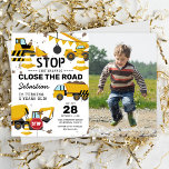Construction Truck Kids Birthday Party Photo Invitation<br><div class="desc">Building the perfect party starts with the perfect invitation! Our construction-themed birthday invitations, with a pristine white background, adorable cartoon imagery of trucks, diggers, bunting, and stop signs, and a kid-friendly design, are just the ticket. Personalize with your child's picture and prepare for a celebration that's sure to break new...</div>
