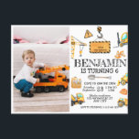 Construction Truck Kids Birthday Party Photo Postcard<br><div class="desc">Ready for a construction-themed birthday party? This design features hand-painted watercolor items such as a dump truck, bunting, stop signs, a digger, and a cement truck, together with the typography "Stop the traffic". All text is editable on this birthday invite and budget-friendly postcards are available too! The design is suitable...</div>