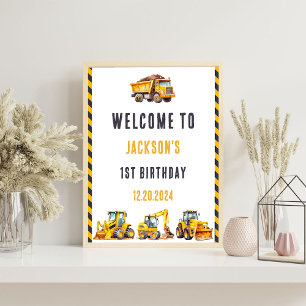 Construction Truck Kids Birthday Welcome Sign