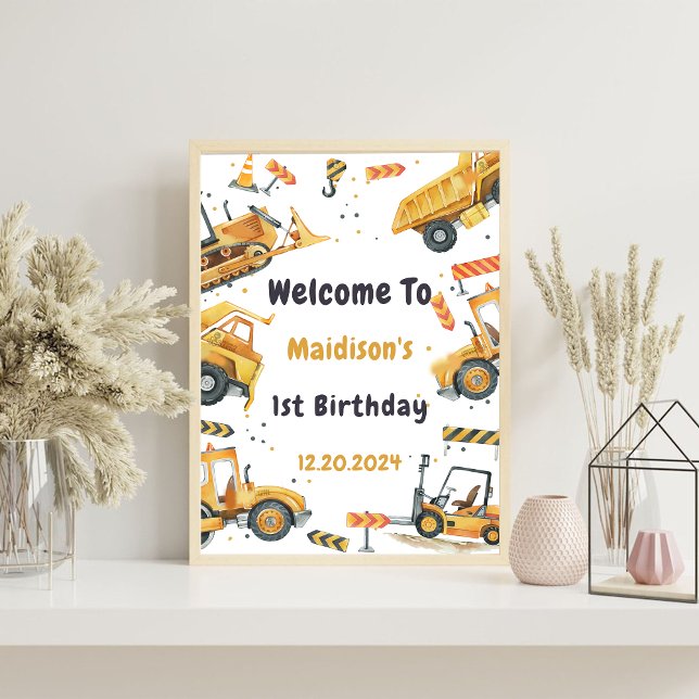 Construction Truck Kids Birthday Welcome Sign (Creator Uploaded)