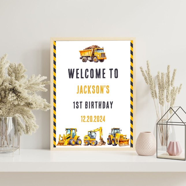Construction Truck Kids Birthday Welcome Sign (Creator Uploaded)