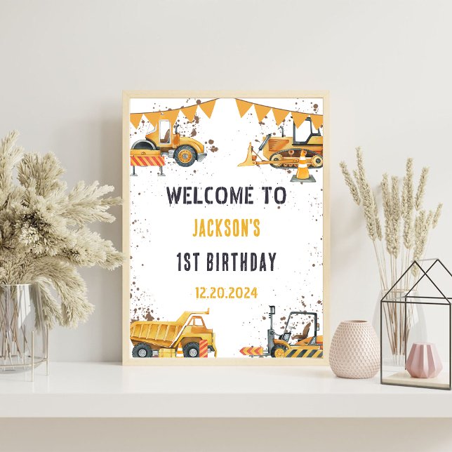 Construction Truck Kids Birthday Welcome Sign (Creator Uploaded)