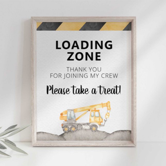 Construction Truck Loading Zone Party Favor Sign (Creator Uploaded)