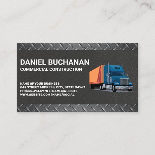 Construction Truck  Metallic Steel Business Card