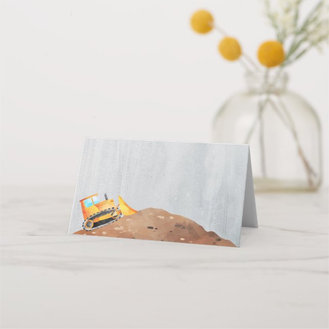 Construction Truck Party Folded Menu Card Labels (Front)