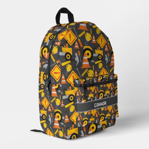 Construction Truck Roadworks  Printed Backpack