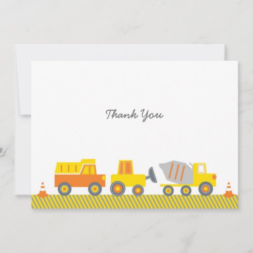 Construction Truck Thank You Cards