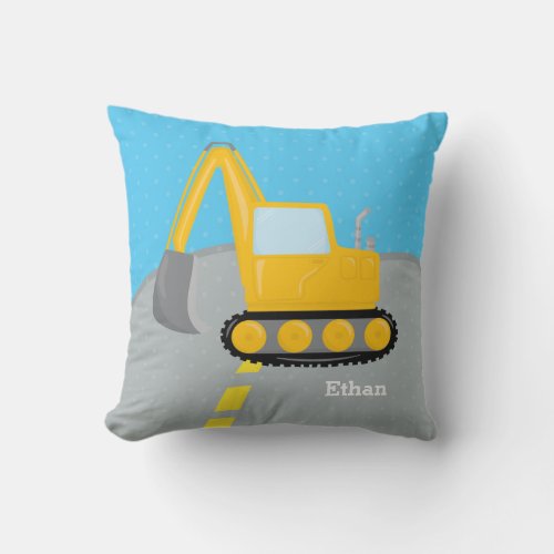 Construction truck throw pillow