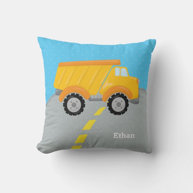 Construction truck throw pillow (Front)