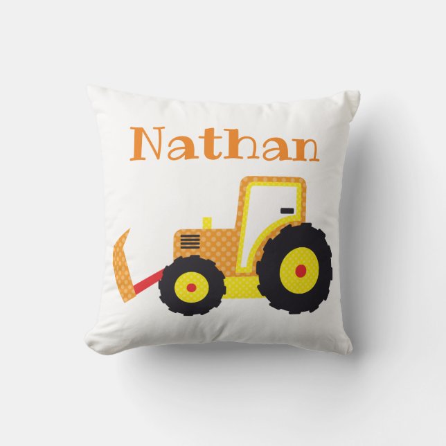 Construction Truck Throw Pillow (Front)