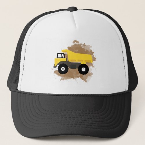 Construction Truck Vehicle Mud Watercolor Trucker Hat