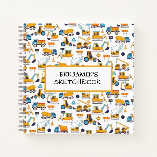 Construction Truck Vehicle Personalized Sketchbook Notebook