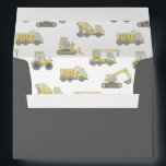 Construction Truck Vehicles Boys Birthday Envelope<br><div class="desc">Dump everything,  y'all! Celebrate the birthday boy with his favorite thing in the world – trucks! This construction-themed matching birthday invitation envelope features watercolor construction vehicles on the interior and a customizable return address feature.</div>