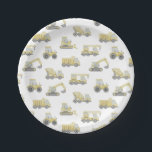 Construction Truck Vehicles Boys Birthday Party Paper Plates<br><div class="desc">Dump everything,  y'all! Celebrate the birthday boy with his favorite thing in the world – trucks! This paper plate design features watercolor bulldozers,  trucks,  cranes,  tractors and excavators.</div>