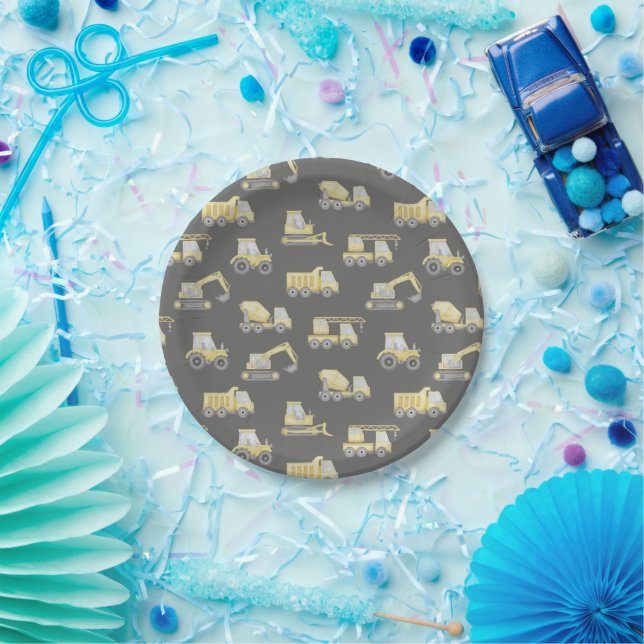 Construction Truck Vehicles Boys Birthday Party Paper Plates (Party)