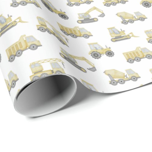 Construction Truck Vehicles Boys Birthday Party Wrapping Paper