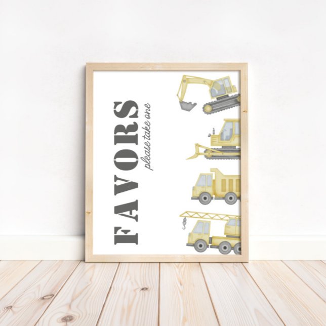 Construction Truck Vehicles Boys Favors Sign (Creator Uploaded)