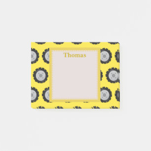 Construction truck wheels post-it notes