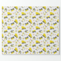 Construction Theme Vehicles Pattern Party Gifts Wrapping Paper