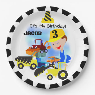 Construction Trucks 3rd Birthday Paper Plates