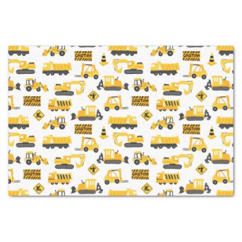 Construction Trucks And Signs Pattern White Tissue Paper by prettypicture at Zazzle
