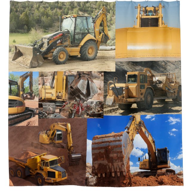 Construction Trucks and Tractors Shower Curtain (Front)