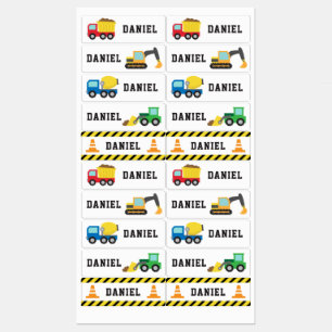 Construction Trucks and Vehicles Personalized Kids' Labels