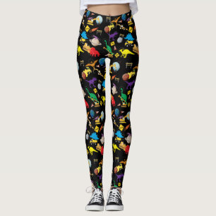 Construction Trucks Astronaut Dinosaurs in Space Leggings
