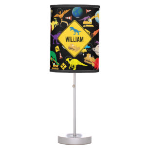 Construction Trucks Astronaut Dinosaurs in Space Table Lamp