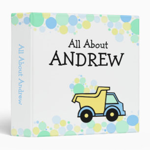 Construction Trucks Baby 3 Ring Binder