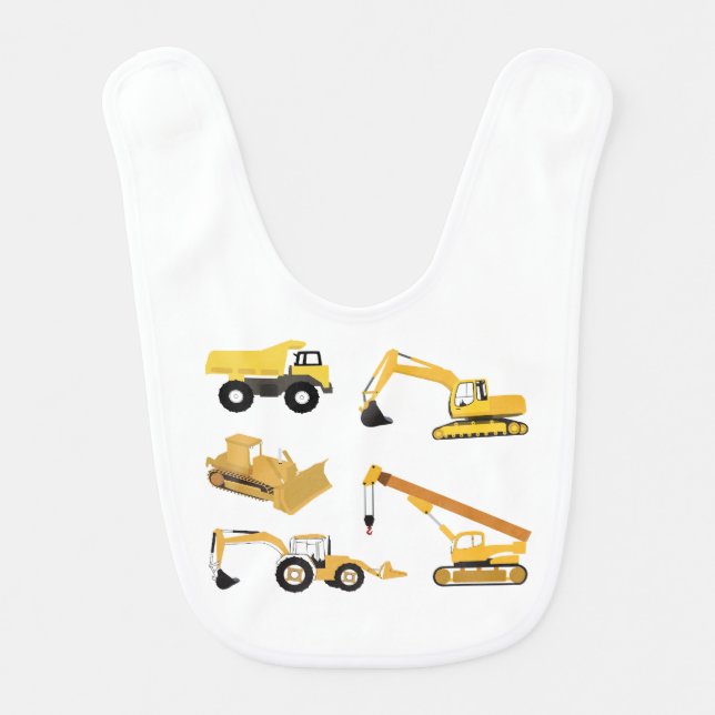 Construction Trucks Baby Bib (Front)