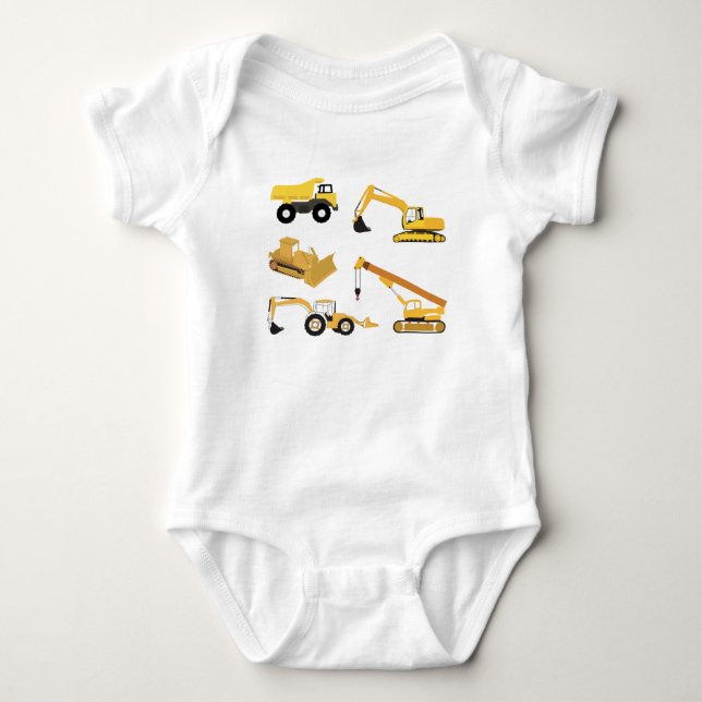 Construction Trucks Baby Bodysuit (Front)