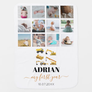 Construction Trucks Baby First Year Photo Collage Blanket
