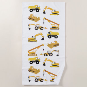Construction Trucks Beach Towel