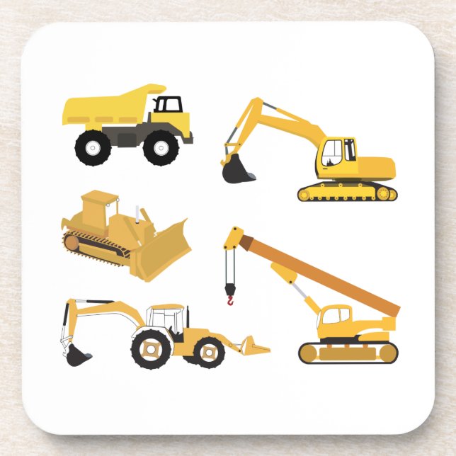 Construction Trucks Beverage Coaster (Front)