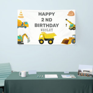 Construction Trucks Birthday Banner