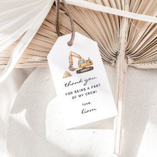 Construction Trucks Birthday Favor Tags